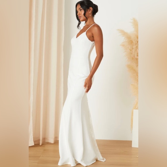 Taliana White Lace Button Back Maxi Dress NWT size 1X ptp23 hip is 22 stretch - Picture 3 of 7